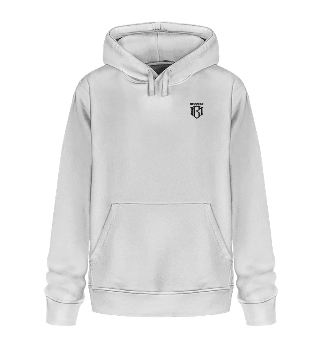 Unisex Organic Drummer Hoodie 2.0 in white, made with 85% organic cotton and 15% recycled polyester.