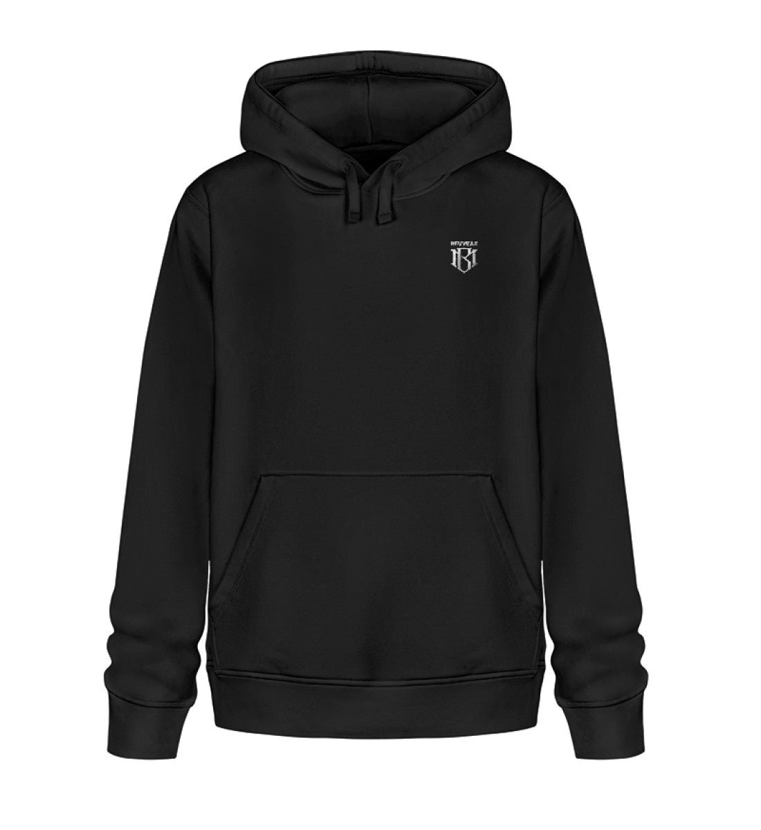 Unisex Drummer Hoodie 2.0 in black, eco-friendly organic cotton blend, stylish design.