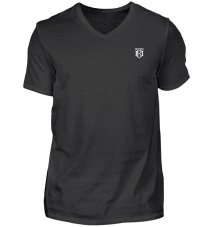 Herren V-Neck Shirt in Schwarz aus 100% Baumwolle, gerader Schnitt, V-Ausschnitt.