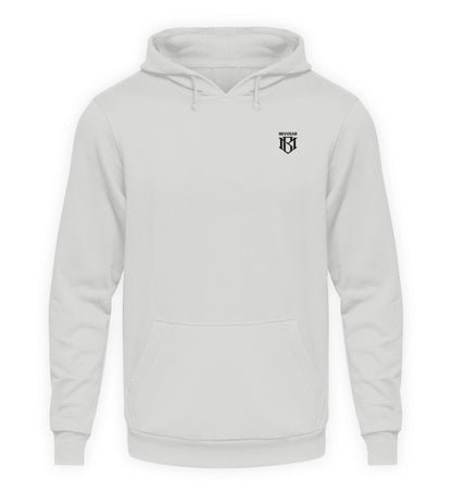 Unisex Hoodie in Weiß mit Kordelzug und Kapuze, strapazierfähige Baumwoll-Polyester-Mischung.