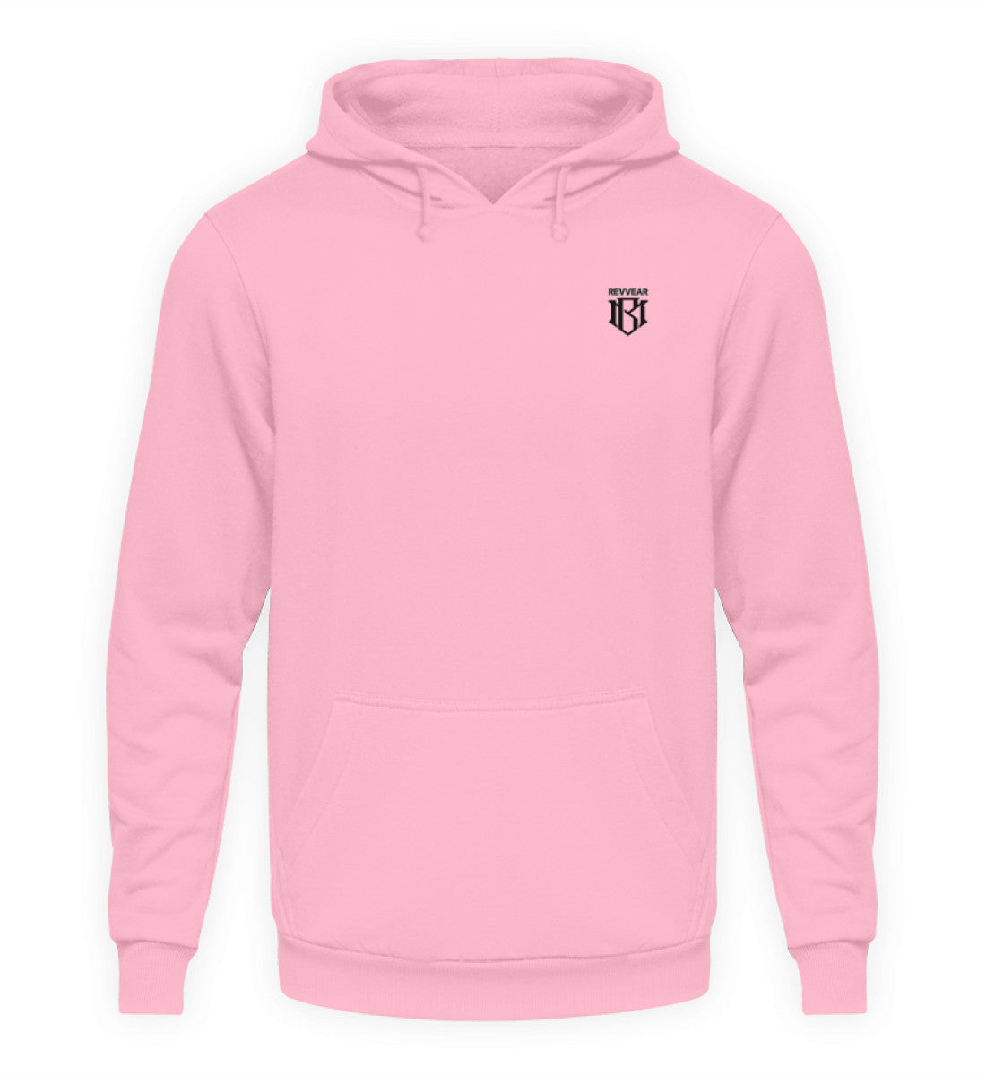 Unisex Kapuzenpullover Hoodie in Rosa mit Kordelzug und Kängurutasche.