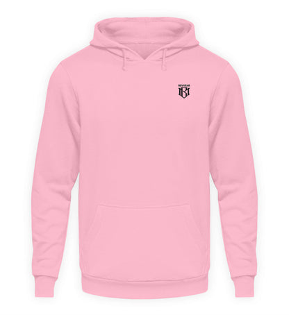 Unisex Kapuzenpullover Hoodie in Rosa mit Kordelzug und Kängurutasche.