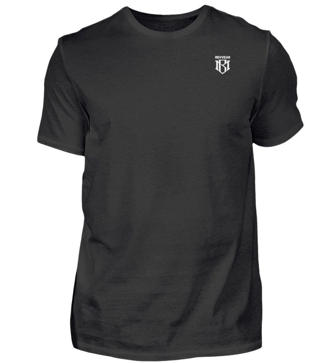 Herren Premium Shirt in Schwarz mit Rundhalsausschnitt.