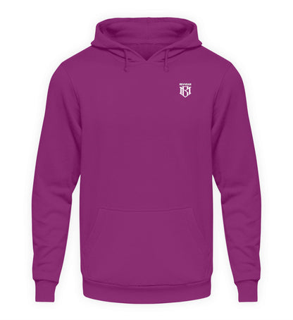 Unisex Hoodie in vibrant purple with drawstring hood.