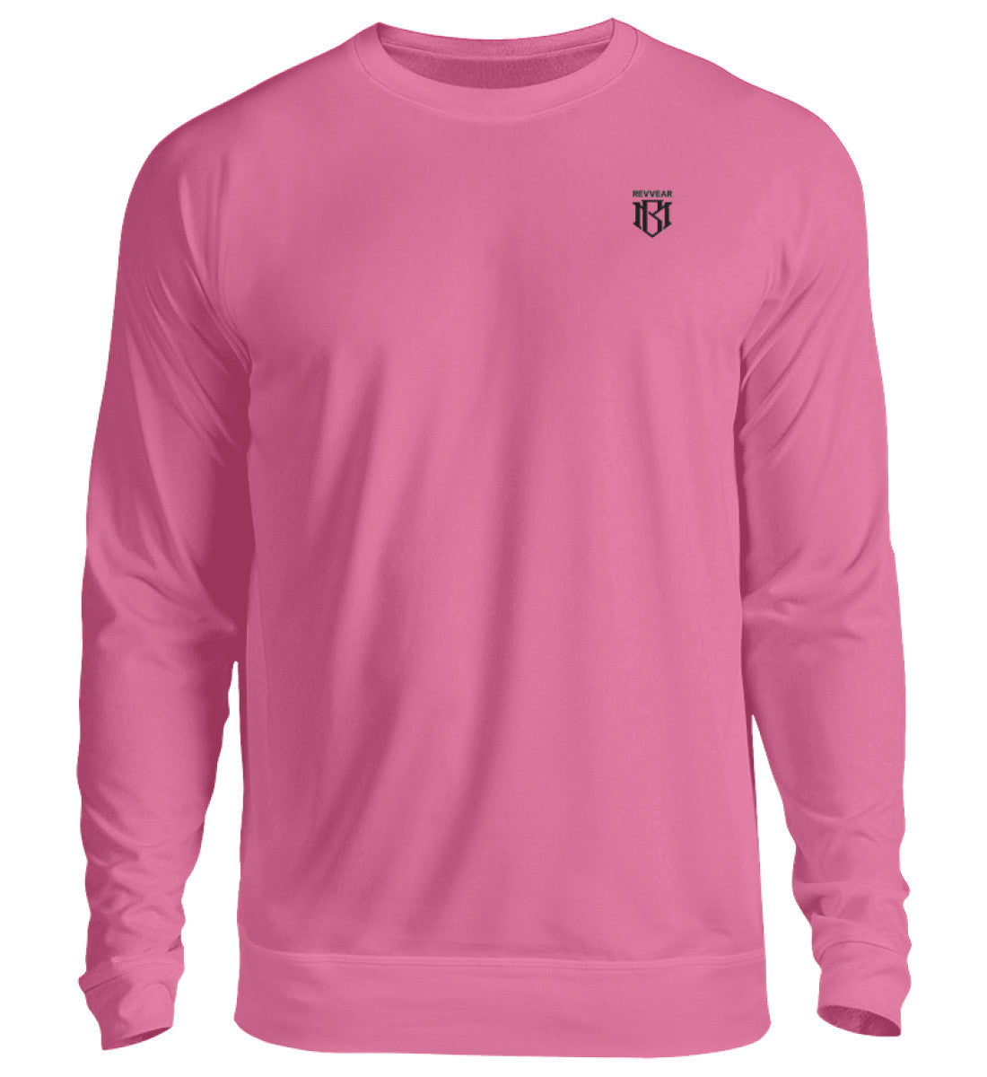 Unisex Sweatshirt in pink with modern fit and ribbed crew neck, 80% cotton and 20% polyester, digital direct print detail.