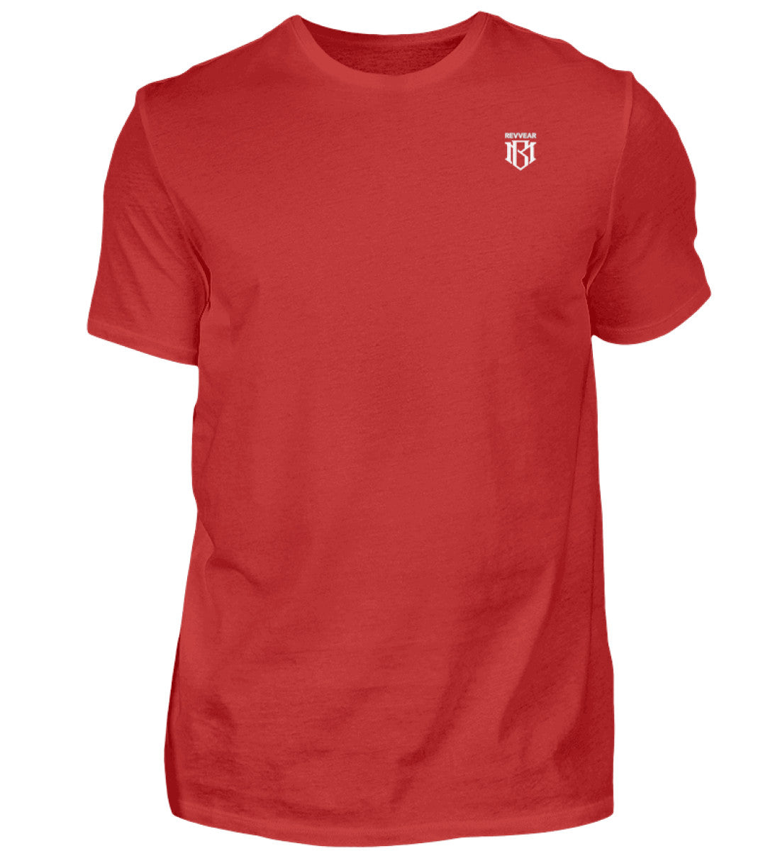 Red Herren Premium Shirt with durable cotton fabric and round neck design.