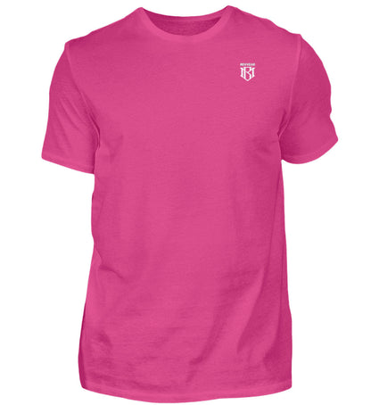 Herren Premium Shirt in pink, 100% Baumwolle, Rundhals, strapazierfähig, verschiedene Größen verfügbar.