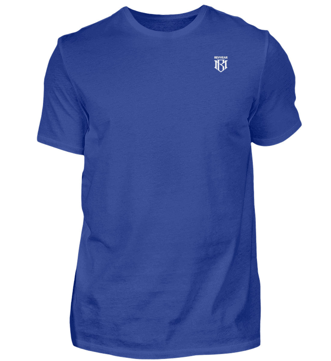 Blaues Herren Premium Shirt aus 100% Baumwolle mit Rundhalsausschnitt.